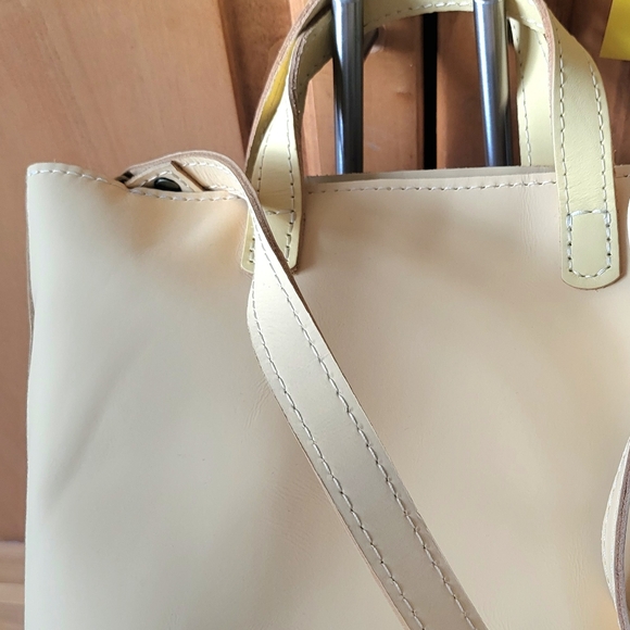 Portland Leather Mini Crossbody w/Zipper in Vanilla - Picture 2 of 4
